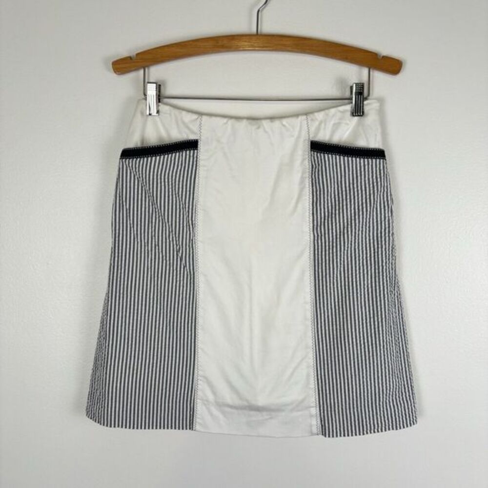 VTG Talbots Sear Sucker Pencil Skirt Skort Shorts Womens Size 8 Preppy Coastal